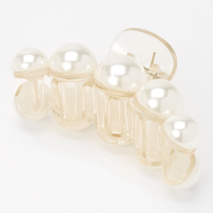 Small Pearl Clamshell Hair Claw - Cream,