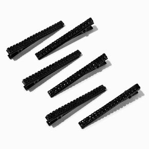 Pinces crocodile noir de jais - Lot de 6,