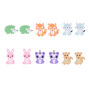 Pastel Hedgehog, Fox &amp; Fall Critter Stud Earrings - 6 Pack,