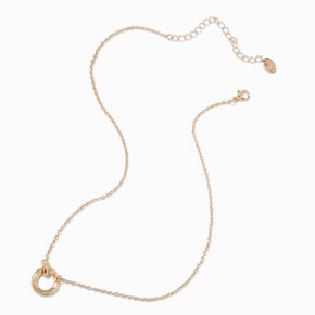 Gold-tone O Ring Pendant Necklace,