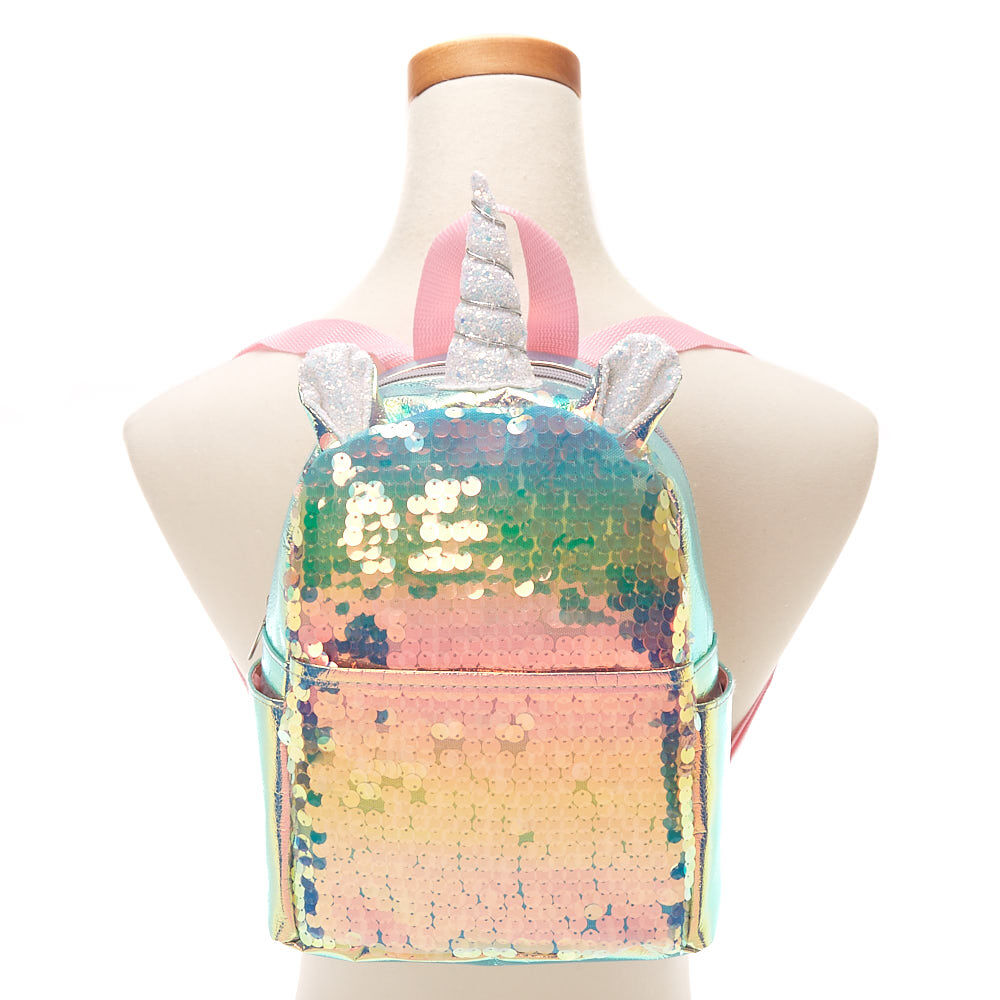Petit sac à dos licorne à sequins holographiques - Rose,