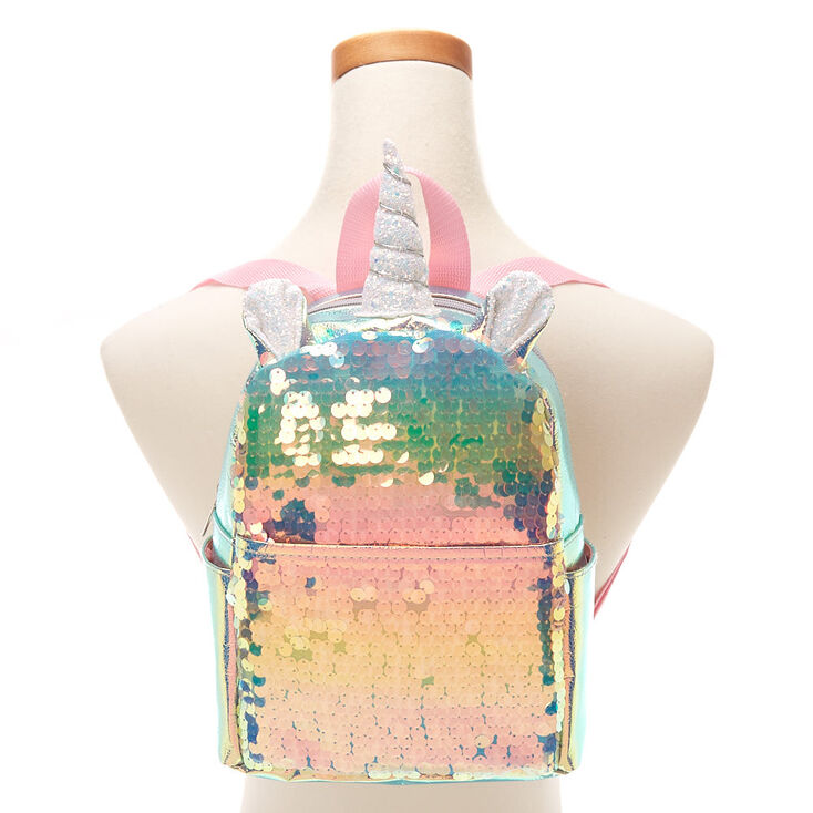 Petit sac &agrave; dos licorne &agrave; sequins holographiques - Rose,