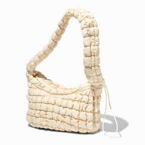 Sac bandouli&egrave;re matelass&eacute; couleur ivoire,