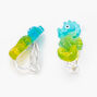 Clous d&rsquo;oreilles &agrave; clip hippocampes bleus et verts,