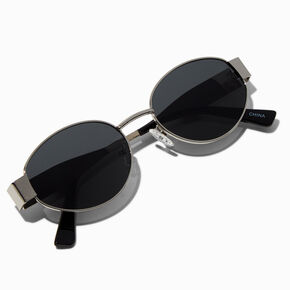 Black Tortoiseshell Oval Metal Sunglasses,