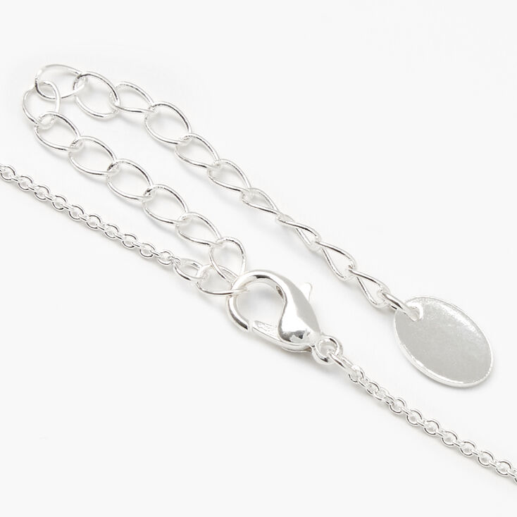 Silver-tone Cubic Zirconia Flower Pendant Necklace,