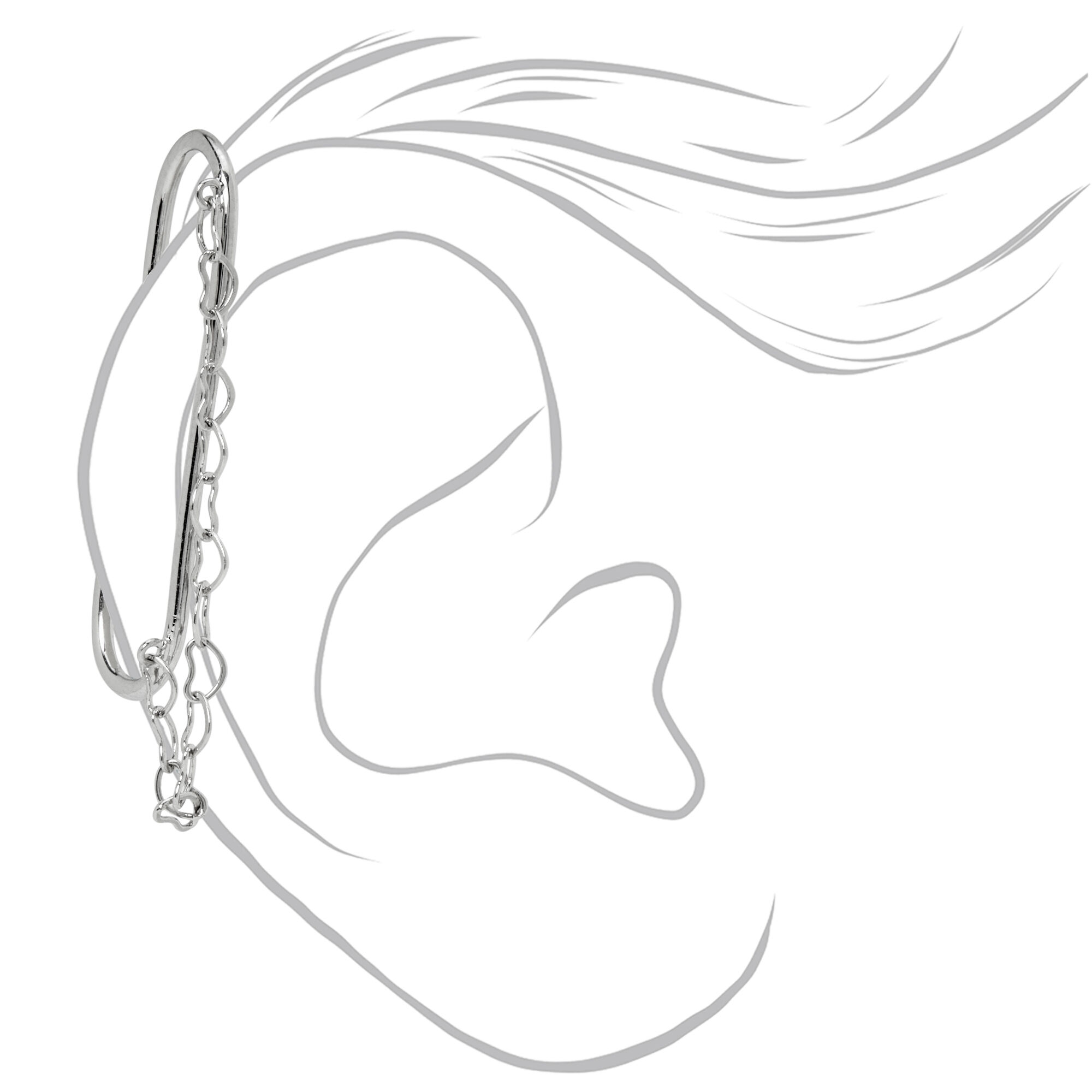 Silver Chain Industrial Ear Cuff,