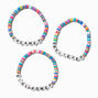 Claire&#39;s Club Inspirational Words Rainbow Heishi Bead Stretch Bracelets - 3 Pack,