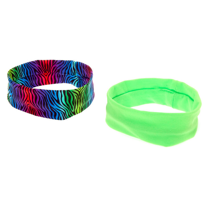 Claire's Lot de 2 jolis bandeaux à imprimé zèbre arc-en-ciel