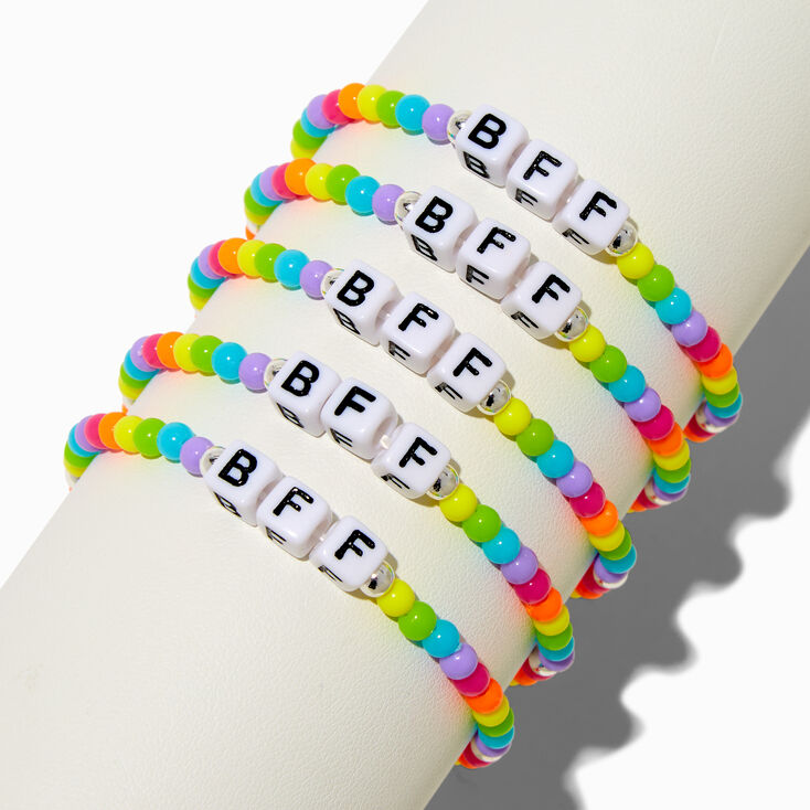 Best Friends Rainbow BFF Beaded Stretch Bracelets - 5 Pack,