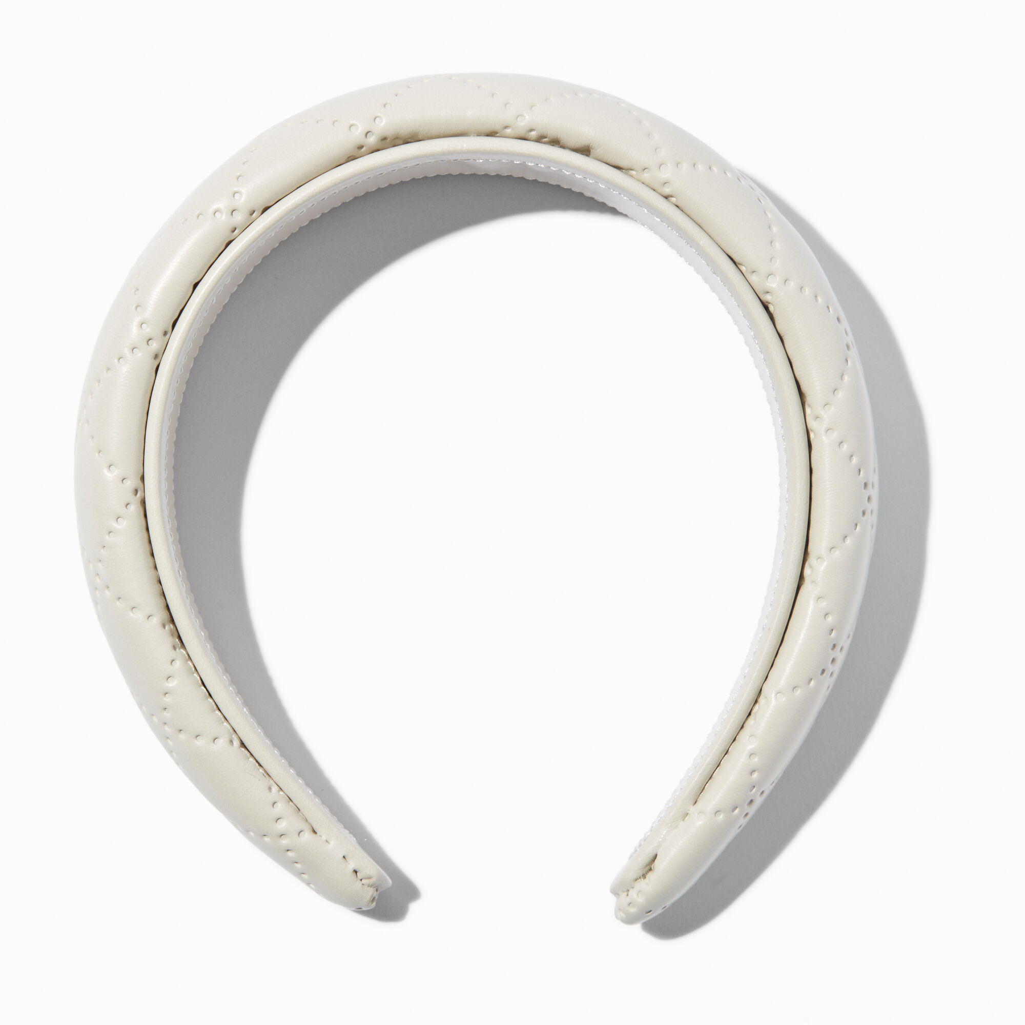 Ivory Quilted Faux Leather Headband,