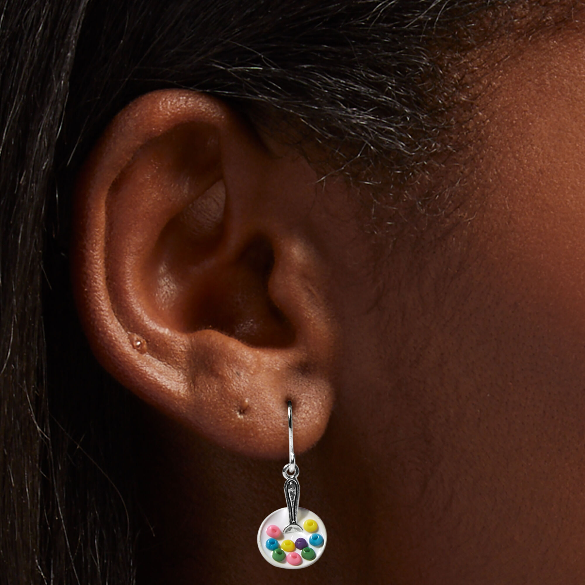 Rainbow Cereal Bowl 0.5" Drop Earrings,