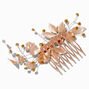 Rose Gold-tone Matte Flower Rhinestone Spray Hair Comb,