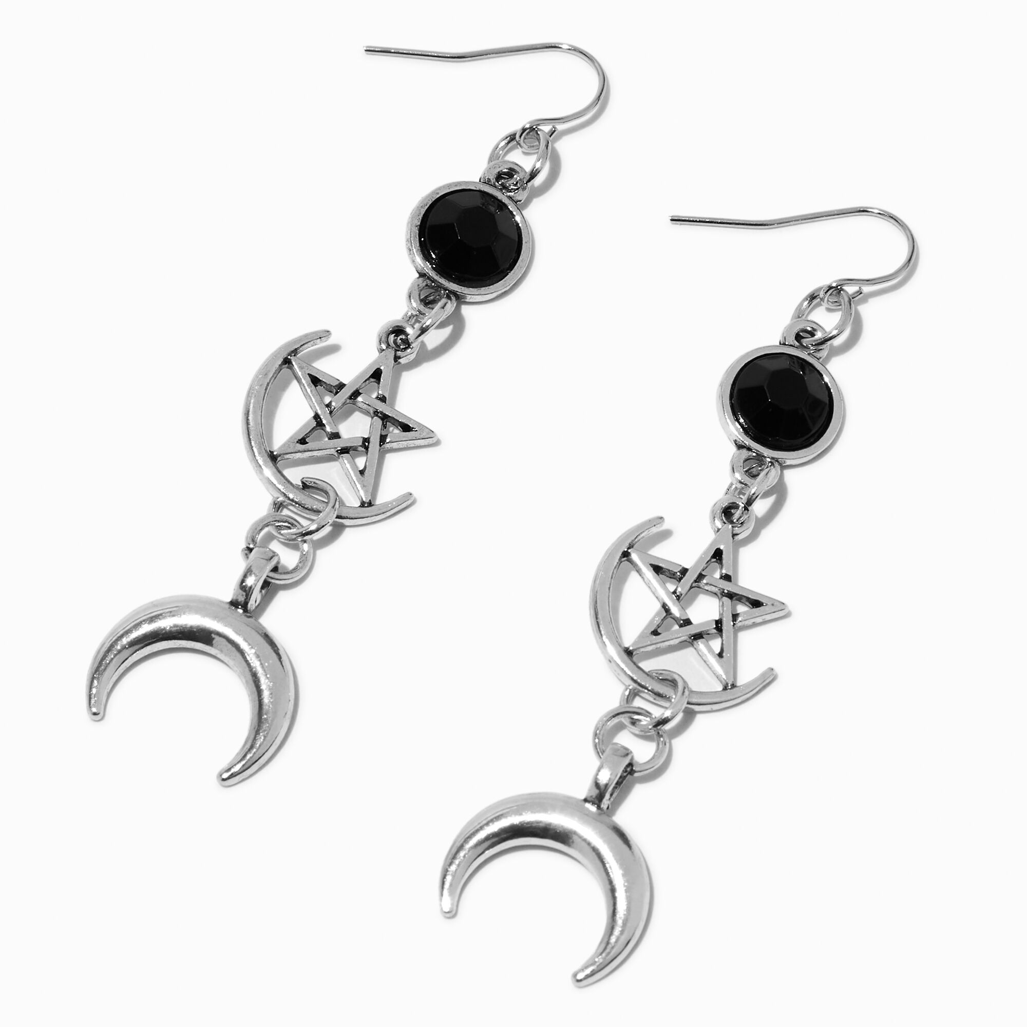 View Claires SilverTone Sorcery 25 Drop Earrings Black information