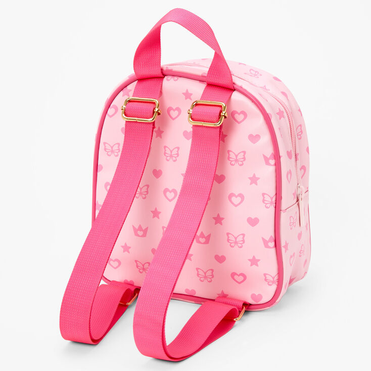 Claire&#39;s Club Pink Status Icons Mini Backpack,