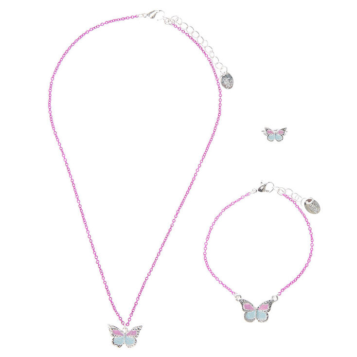 Claire&#39;s Club Butterfly Jewellery Set - Purple, 3 Pack,