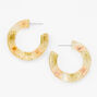 Green Clear 30MM Resin Floral Hoop Earrings,