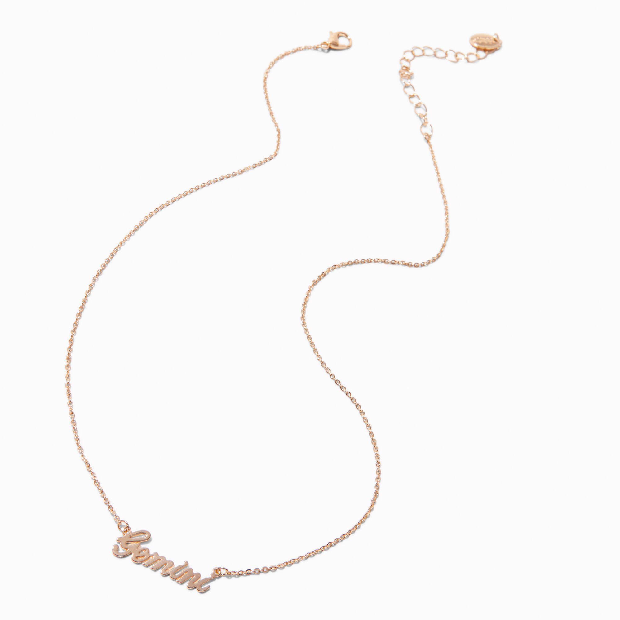 Gold-tone Script Zodiac Pendant Necklace - Gemini ,
