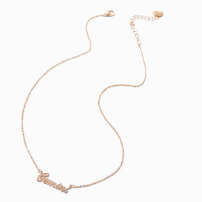 Gold-tone Script Zodiac Pendant Necklace - Gemini ,