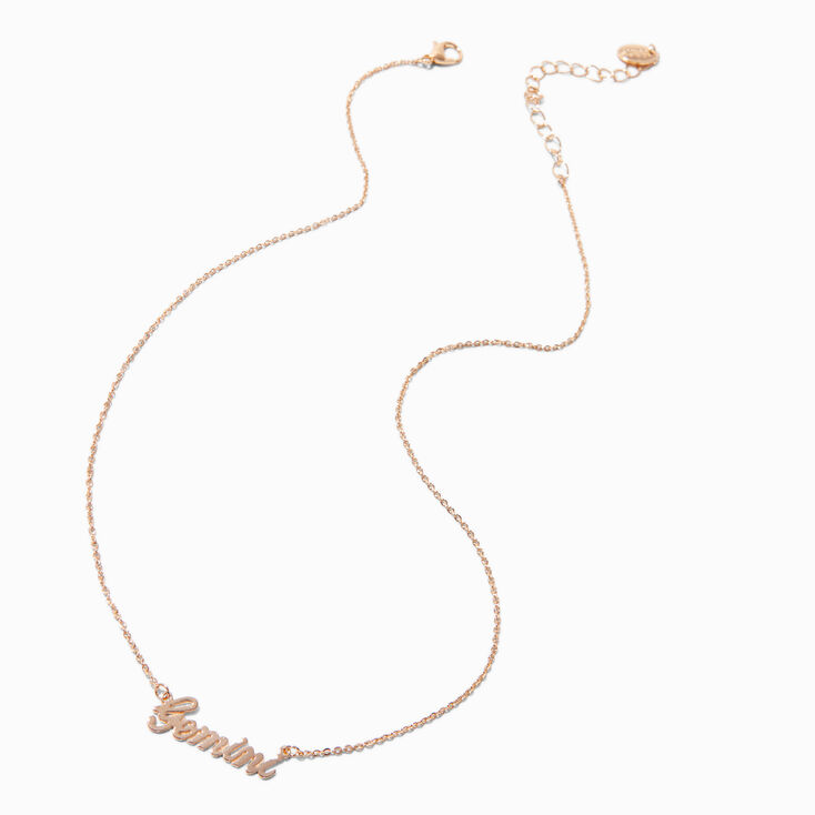 Gold-tone Script Zodiac Pendant Necklace - Gemini ,