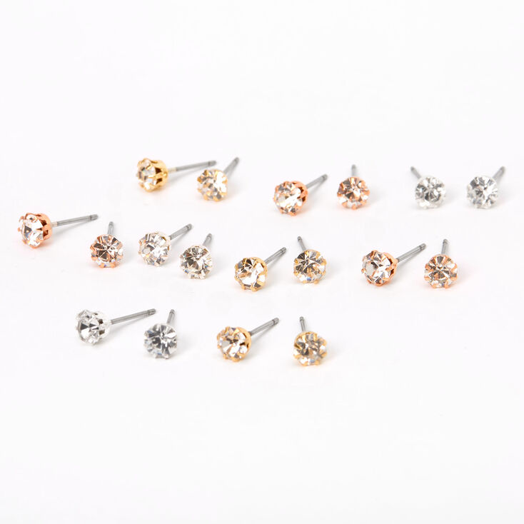 Mixed Metal 5MM Round Stud Earrings - 9 Pack,