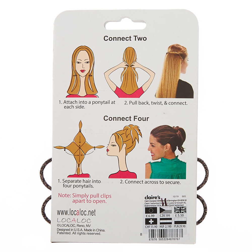 LocALoc® Glitter Pony-Connect® Hair Tool - Black, 2 Pack,