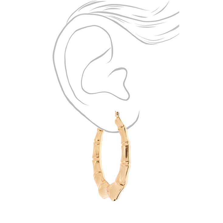 Gold 60MM Bamboo Hoop Earrings,