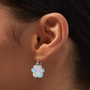 Rainbow Glitter Paw 0.5&quot; Drop Earrings ,