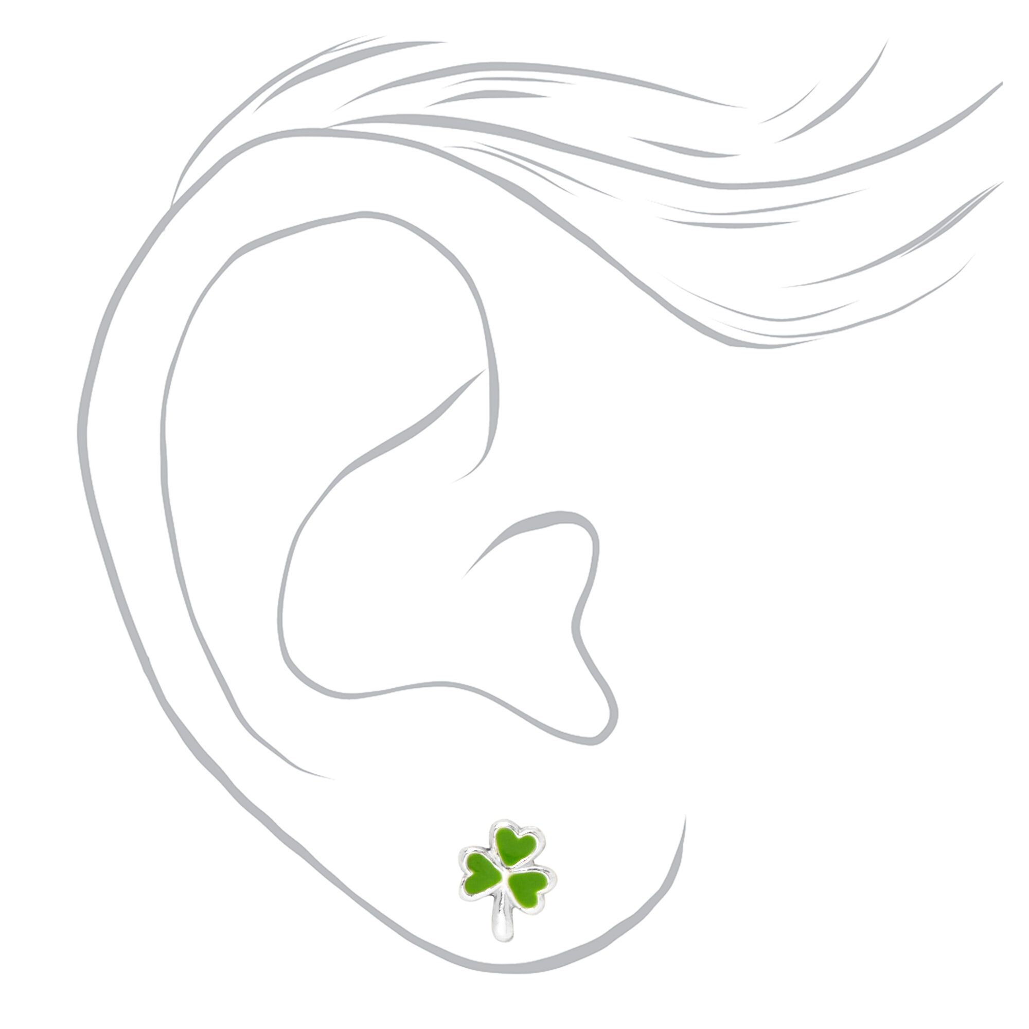 Sterling Silver Shamrock & Horseshoe Stud Earrings - 2 Pack,