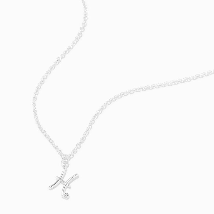 Silver Crystal Zodiac Symbol Pendant Necklace - Pisces | Claire's FR