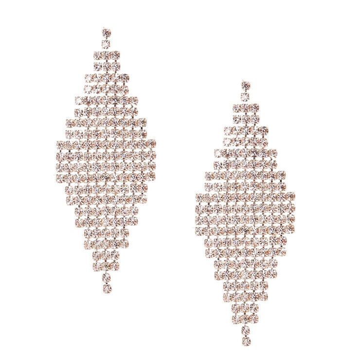 Silver Tone Crystal Marquis Earrings,