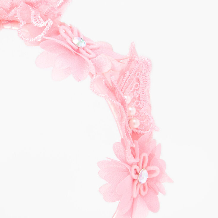 Claire&#39;s Club Pink Crochet Butterfly Headband,