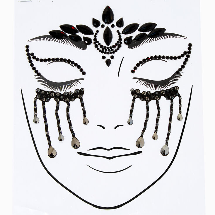 Autocollants pour le visage sang d&eacute;goulinant avec strass,