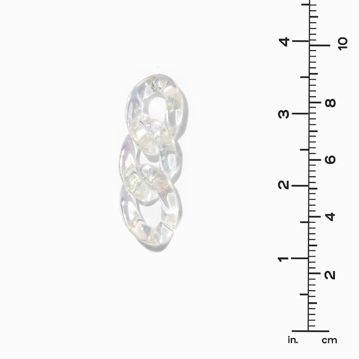 Clear Iridescent Chain Link 2&quot; Drop Earrings  ,