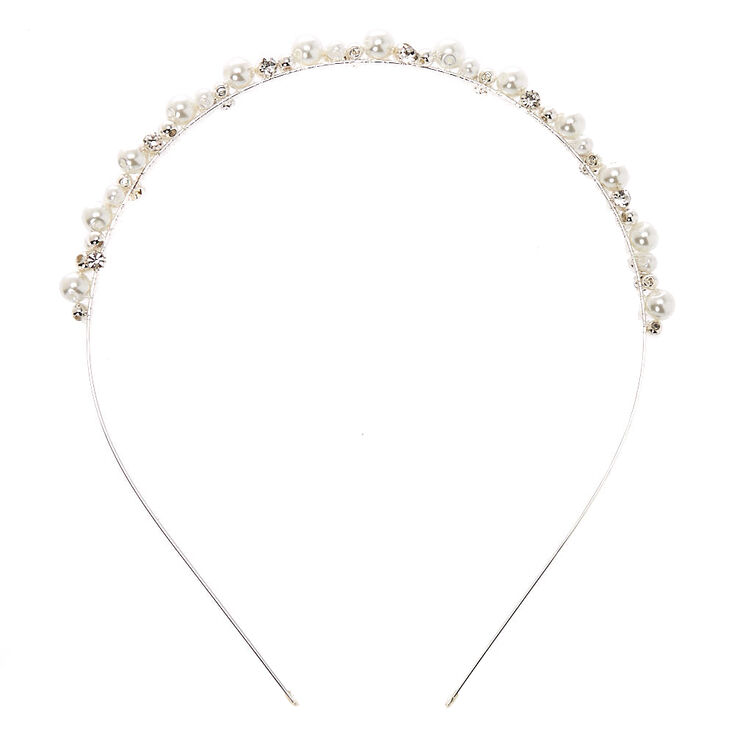 Silver Pearl Cluster Headband,
