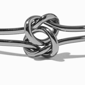 Hematite-tone Double Knot Cuff Bracelet,
