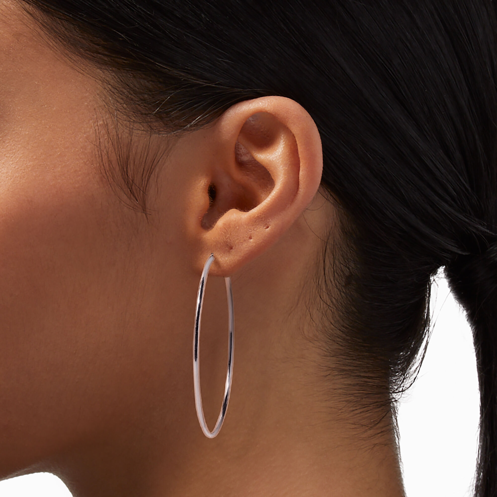 Claire's Girl's Silver 40MM Hoop Earrings 
