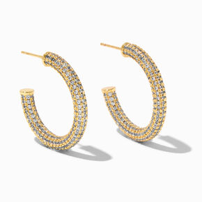 C LUXE by Claire&#39;s 18k Yellow Gold Plated 20MM Pav&eacute; Cubic Zirconia Hoop Earrings,