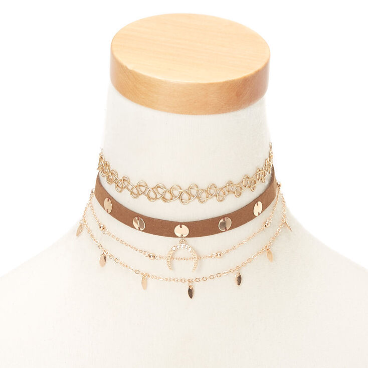 Gold Festival Choker Necklaces - 4 Pack,