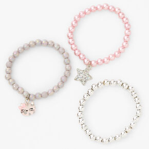 Claire&#39;s Club Pink Cat Beaded Stretch Bracelets - 3 Pack,