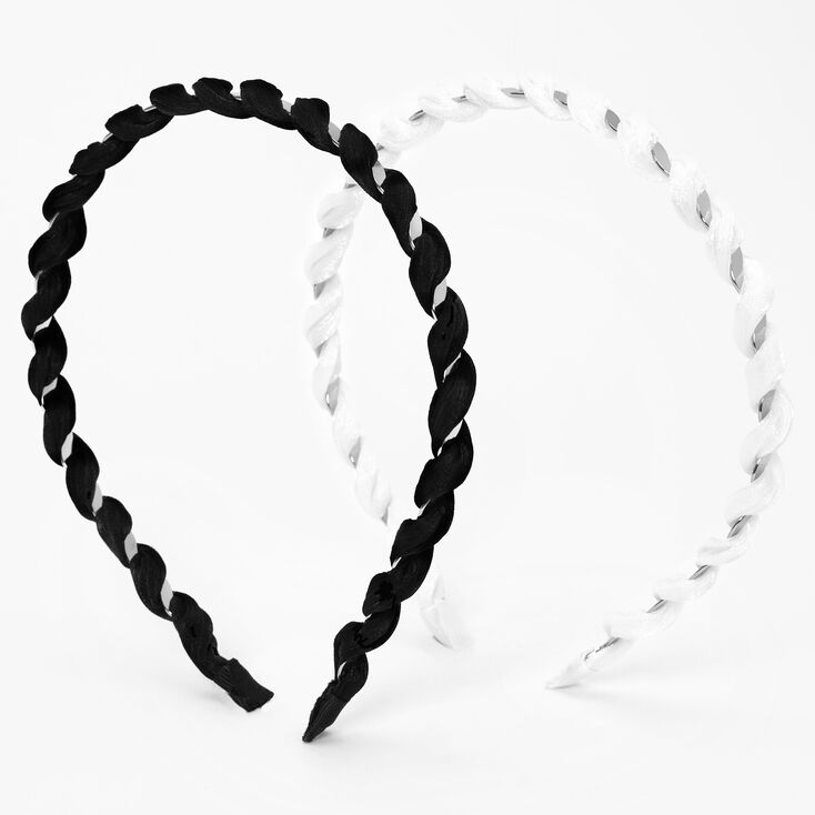 Black and White Cord Wrapped Headbands - 2 Pack,