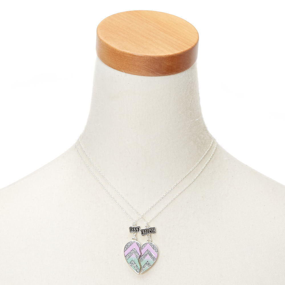 Best Friends Glitter Chevron Pendant Necklaces - 2 Pack,