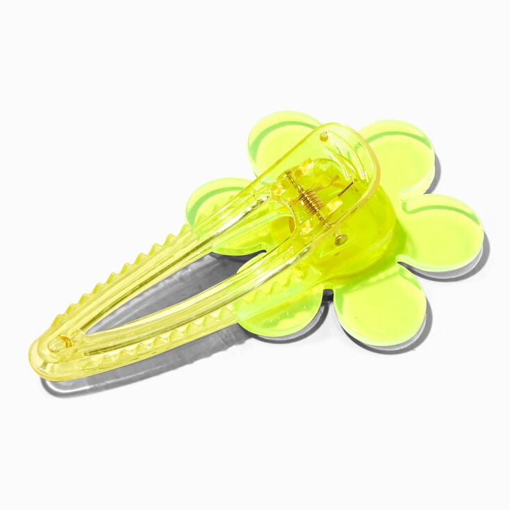 Smiling Neon Green Daisy Snap Hair Clip,