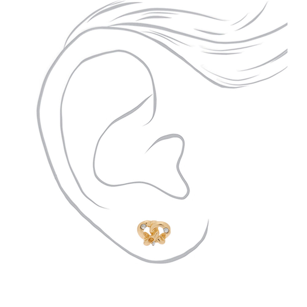 Gold Pretzel Stud Earrings,