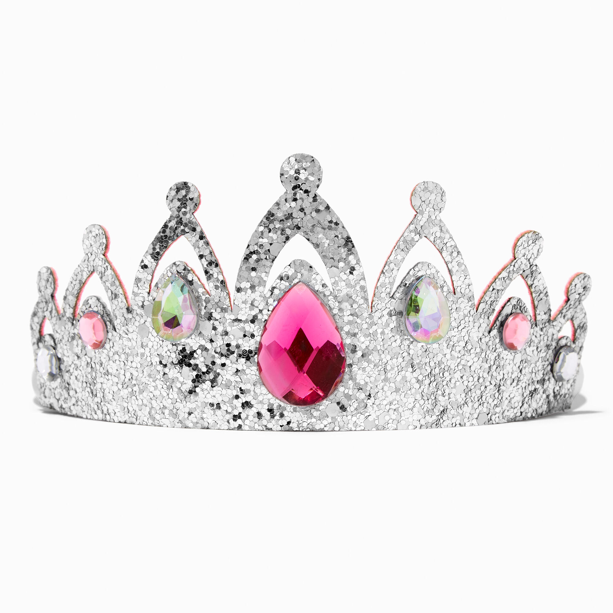 Claire's Club Silver Glitter Jewel Crown Headband,