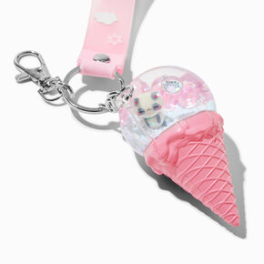 Pink Ice Cream Cone &amp; Panda Water-Filled Wristlet Keychain,