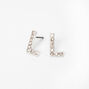 Silver Crystal Initial Stud Earrings - L,