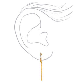 18k Gold Crystal Bar Chain Stud Earrings,