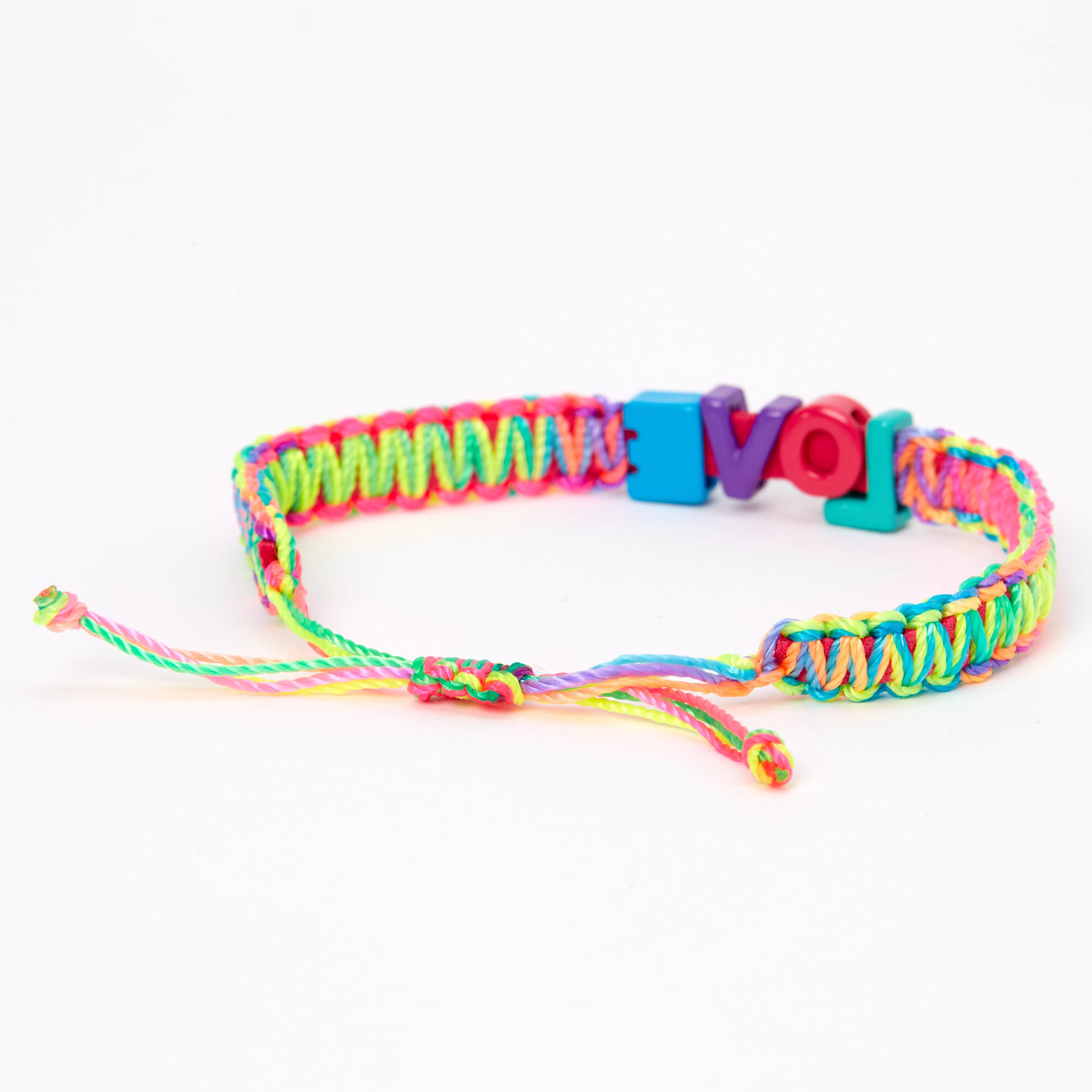 Love Rainbow Adjustable Slider Braided Bracelet,