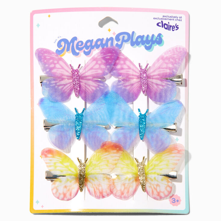 MeganPlays&trade; Claire&#39;s Exclusive Rainbow Butterfly Hair Clips - 6 Pack,